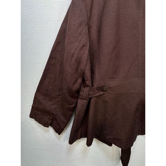Larry Levine Women's Linen Blazer Size 20W Brown Two Button Belted Stretch - Picture 10 of 13